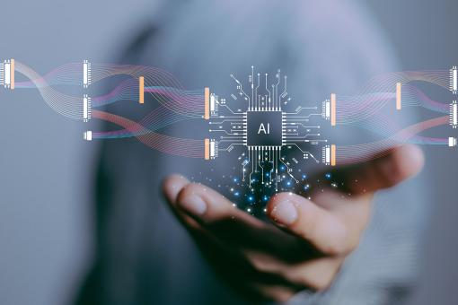 Virtual graphic data connect with AI.