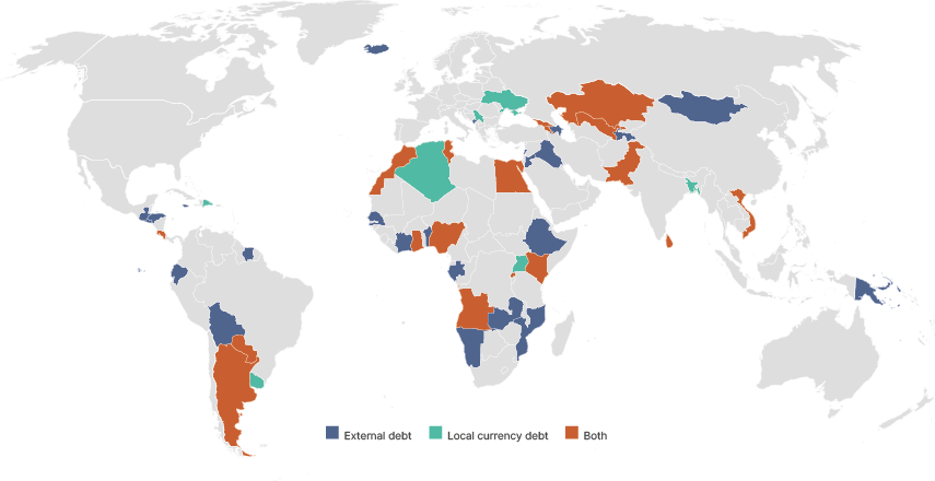 Fig 2: Geographical distribution of frontier market debt